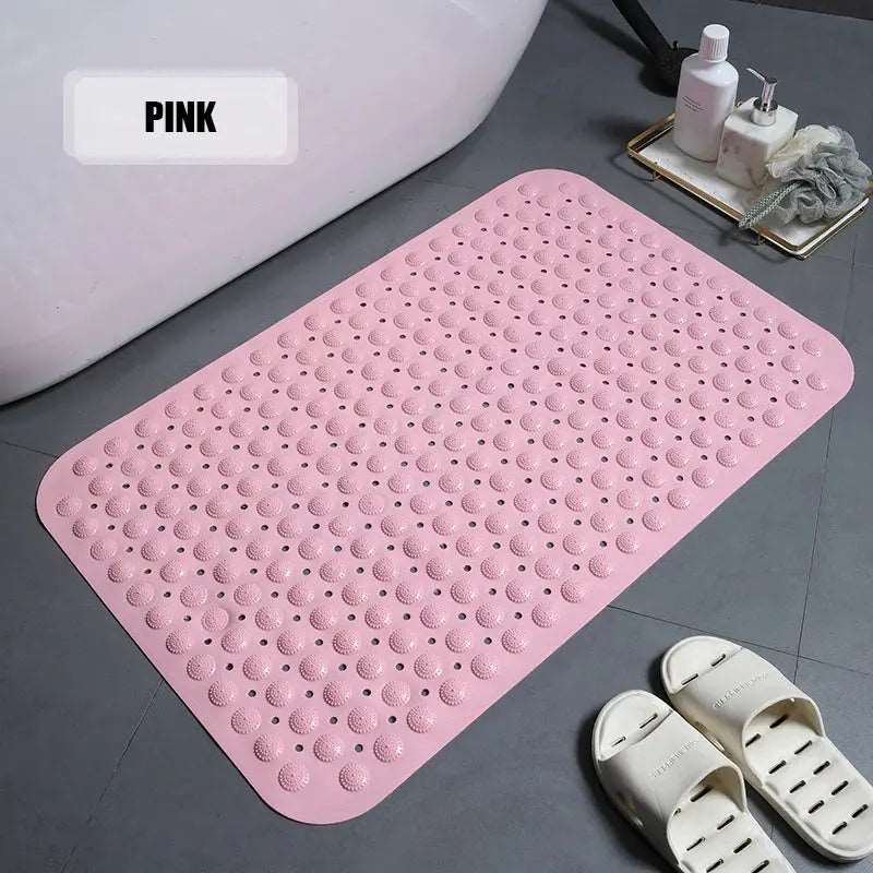 Bath Mat Non Slip Anti Mould with Foot Scrubber TPE Material Shower Mat.