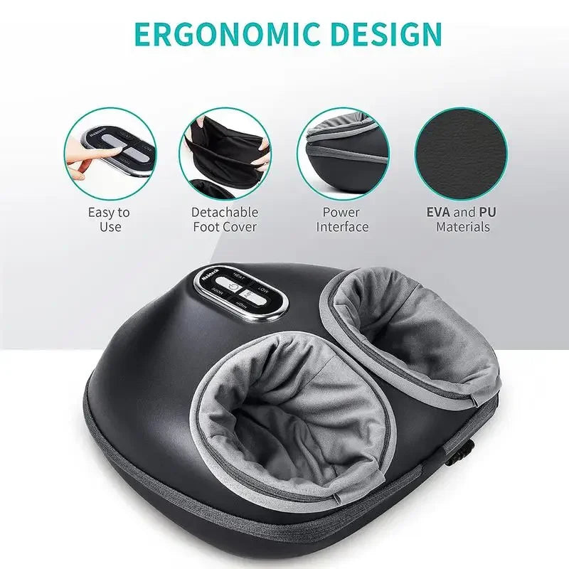 Foot Massager Machine with Heat and Remote, Electric Heated Feet Massage, Deep Kneading, Air Compression for Tired Muscles Relax and Plantar Fasciitis, for Home or Office Use.