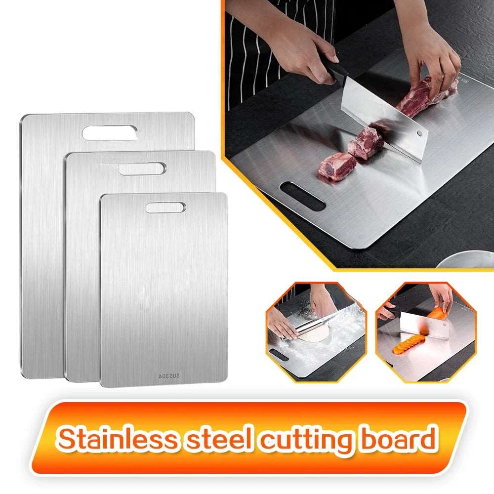 Titanium Cutting Board, Steel Cutting Boards For Kitchen, Stainless Steel Cutting Board 316, Large Double Sided Medical-grade Hygiene Durable non moldy 316L Stainless Steel Cutting Board.