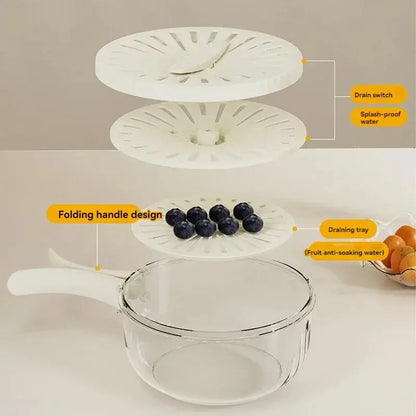 Strategicw Multifunctional Fruit and Vegetable Washing Bowl, 2 in 1 Drainer and Strainer, Fruit Washing Bowl with Strainer, Veggie Wash Fruit & Vegetable Wash (White).