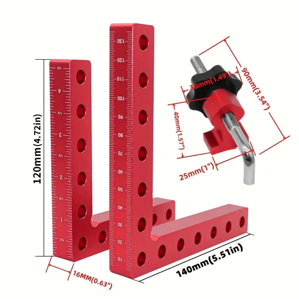 Corner Clamps for Woodworking, WenCrew 90 Degree Clamps Woodworking Tools 4 Pack 5.5"x 5.5"Aluminum L Type Positioning Clamping Squares Carpenter Tool for Boxes, Cabinets, Drawers.