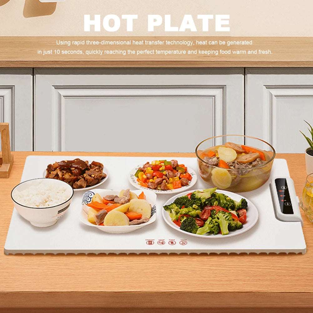 Electric Warming Tray with 3 Adjustable Temperature, Auyuiiy Silicone 6 in 1 Food Warmer for Parties Foldable Design & Fast Heating, Warming Plate for Buffet, Family Gatherings, Sabbath, Holidays.