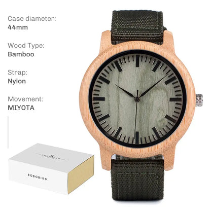 Watch Man Wood Quartz Analog.