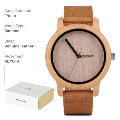 Watch Man Wood Quartz Analog.