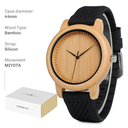 Watch Man Wood Quartz Analog.